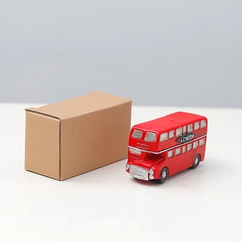 1PC Vintage Red Bus Postbox telefonboks London Miniature Figurer Bruser Ornamenter Home Decor Tilbehør Stue Gave