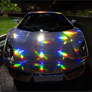 30cm*100cm Chrome Laser Bil Mærkat Holografiske Wrap Rainbow Vinyl Film Laser Belægning Farve Skift Auto Wrap Ark Bil styling