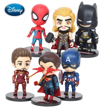 Disney toy Dukke Avengers 6pcsQ version Thor / Hulk / Wonder Woman / Panter / Flash Side Office ornamenter samling legetøj gave