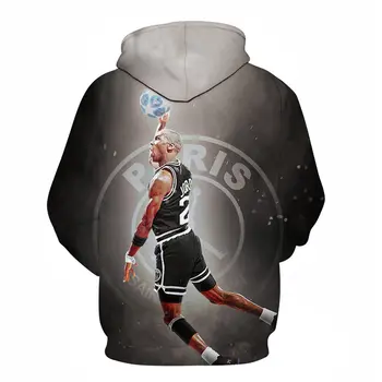 Den seneste basketball sportstøj 3D-print mænds casual sports langærmet hættetrøje