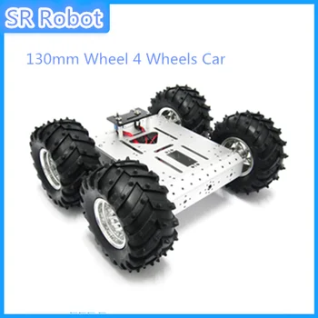 Metal 4WD Smart Robot Bil Chassis Til Arduino Med 130mm 4 Hjul Wheels Bil Mobile Platform DIY RC Toy Opsporing Eksperiment Kit