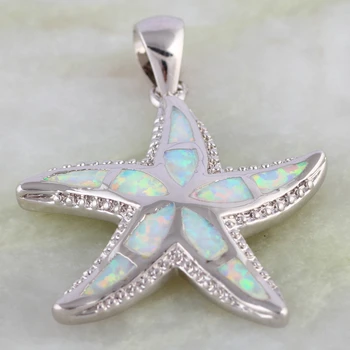 Ny Erklæring Star Silver Color Overlay Hvid Ild Opal Vedhæng Mode Smykker P255