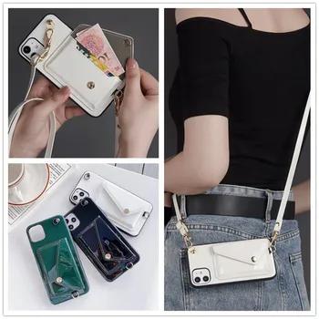 Wallet taske Til iPhone 12 mini-11 pro XS ANTAL XR X 7 8 6 6s plus dækning af luksus-kort rem læder skulder rem telefon taske capa