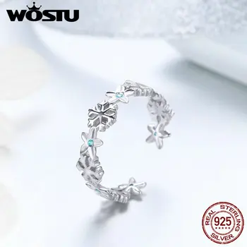 WOSTU Vinter Nye 925 Sterling Sølv Elegante Snefnug Stabelbare Finger Ringe Til Kvinder Ring Fashion Brand Smykker Gave CTR015
