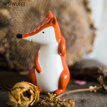 Direkte salg af nye keramiske materialer søde dyr fox ornamenter eventyr stil, litterære og barnlige scene display designer med gaver