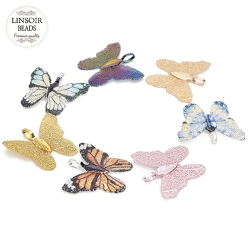 LINSOIR 2018 Nye 2stk/parti 7 Farver Butterfly Flydende Charms Vedhæng 31*29mm For Diy-Halskæde Håndlavet Smykker at Gøre