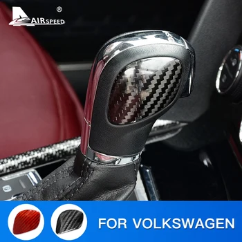Carbon Fiber til VW Volkswagen Polo Golf 4 6 7 Jetta Passat B5 B6 B7 B8 CC Touareg Tiguan Beetle Gear Shift Knappen Panel Klistermærker