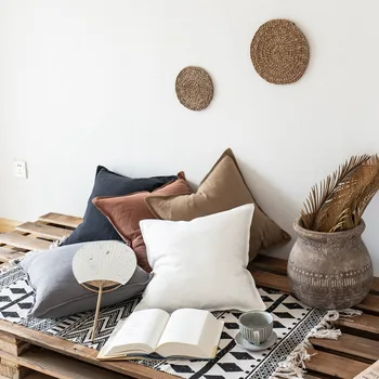 Nordisk enkle stil en dækkende farve, bomuld, linned pude dække hjem og bar hotel sofa dekorativ pillow cover 45*45cm pudebetræk