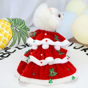Jul Hund Tøj Shirt Kjole Pet Dress Kostume til Små Hunde Pommerske Katte Vinter Slid Jul Pyjamas Pet Tøj