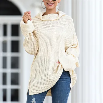 Lange Turtleneck Sweater Kvinder Strikket Top Pullovere Efterår Og Vinter Trøjer Med Lange Ærmer Fast Hvide Toppe Tøj 2020 Falde Kvindelige