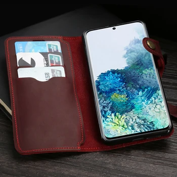Læder Flip Phone Case For Samsung Galaxy S20 Ultra S6 S7 Kant S8 S9 S10 Plus S10e Note 8 9 10 Lite Crazy Horse Skin Wallet Taske