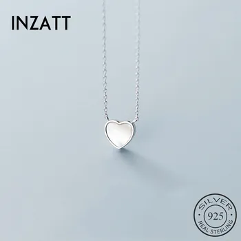 INZATT Ægte 925 Sterling Sølv shell Hjertet Choker halskæder For Mode Kvinder Part Zircon Fine Smykker Søde Tilbehør