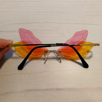 QPeClou 2020 Nye Mode Flerfarvet Dragonfly Wings Solbriller Kvinder Viser Exaggerative Part Sol Briller Kvindelige Sjove Nuancer