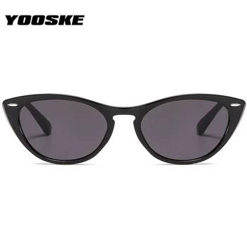 YOOSKE Vintage Cat Eye Solbriller Kvinder Mode Brand Designer Brand Designer 90'erne Sol Briller Ladeis Goggle Nuancer UV400