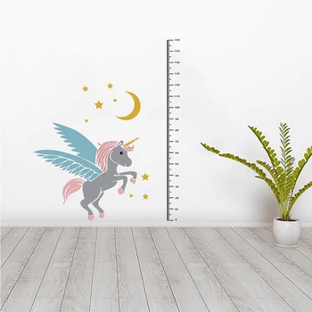 Søde Unicorn Højde Wall Stickers Meter Lineal Barn Værelse Decal Sticker Baby Vækst Chart Vægmaleri til Soveværelse Hus Dekoration
