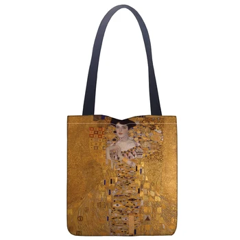 Nye Gustav Klimt trykt lærred totalisatorspil taske bekvem shopping taske kvinde bag studerende taske Tilpasset dit billede