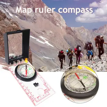 Kort Lineal Kompas Med Reflekterende Spejl Gennemsigtig Flip-Kompas Camping Adventure Orienteringsløb Off-road Kompas