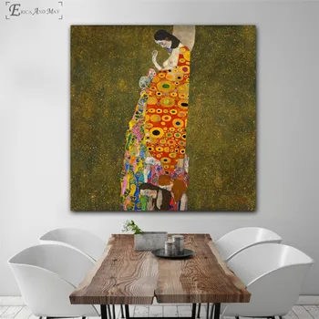 Gustav Klimt Kys Klassiske Serie Vintage Plakat Print Olie Maleri På Lærred Væg Kunst, Vægmalerier, Billeder, Stue De