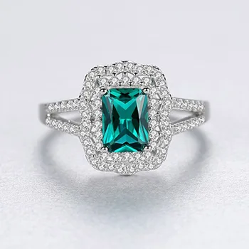 JoyceJelly Classic Ægte 925 Sterling Sølv Ring for Charme Dame med 10*12 MM Grøn farve Gemstones Kvinder Party Gave Engros