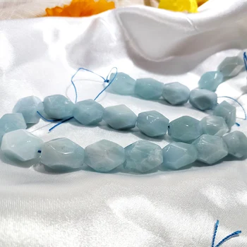 Akvamarin fladskærms blå barok facetteret 12-16mm for DIY smykker at gøre løse perler FPPJ engros perler natur perle sten