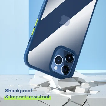 ROCK For 2020 Iphone 12 Pro Max antal Tilfælde glat krystalklart PC Phone Beskyttelse Bløde + Hårde Hybrid Arm taske Til Iphone 2020