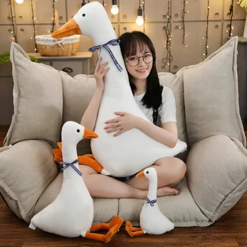 80 cm Stor Hvid Goose Pude Søde Tegneserie Duck Plys Legetøj Sove Pude Høj Kvalitet Udstoppet Dukke Sød Gave til Børn Venner