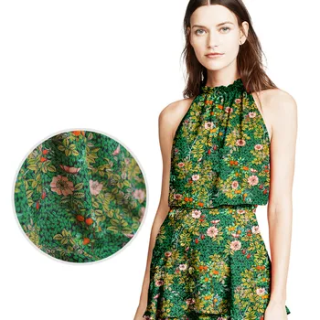 Custom grøn silke crepe de Chine stof 16mm ris inkjet silke stof avlen silke tøj stof kjole stof 140cm bred