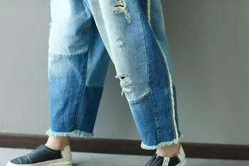 Plus Størrelse Høj Talje Jeans Kvinde Hul Kvast 2020 Nye Ankomst Denim Kvinders Bukser Ankel Længde Hip Hop Løs Lynlås Lommer