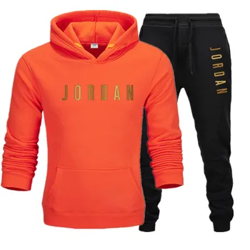 2-piece sportstøj til mænd hooded sweatshirt + bukser hooded pullover sportstøj, der passer casual mænds tøj størrelse S-3XL