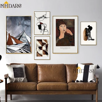NHDARC Lærred Oplag ARC00836 Amedeo Modigliani Lys Luksus Abstrakte Vintage Væg Malerier, Plakater Stue Home Decor