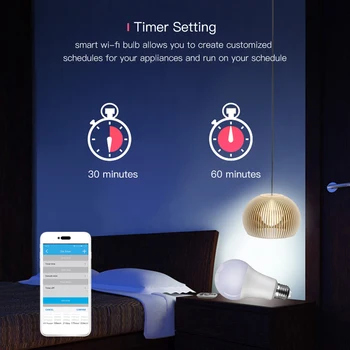 DoHome Støtte Siri Wi-Fi-Aktiveret E27 8W Dæmpbar Smart LED Pære Fjernbetjening, Alexa og Google Assistent