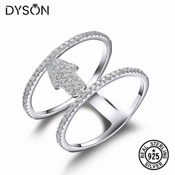 Dyson Nye Tyrkiske Onde Øje Hånd Hamsa Ring For Kvinder Crystal Zircon 925 Sterling Sølv Tilbehør Fine Smykker Engros