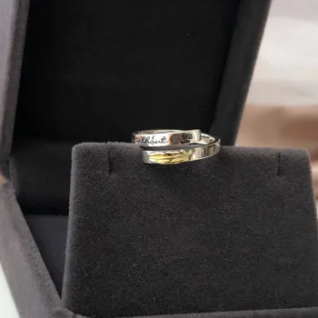 Fengxiaoling Vintage Style Smykker Ring Til Damer Fine 925 Sterling Sølv Gyldne Fjer Åben Ring I Sølv 925 Smykker