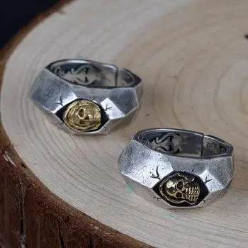 NYE 990 Sølv Skull Ring Rigtig Ren Sølv Skeleton Ring PUNK Smykker Mand Ring Resizable