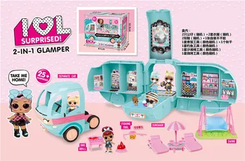 Original LOL Overraskelse Dukker DIY-2-i-1 Bus GLAMPER Toy Lol Dukke Play House Spil L. O. L OVERRASKELSE Legetøj til Piger Fødselsdag Gaver