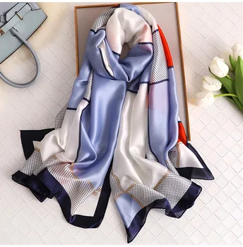 Kina new style Fire årstider-kvinder og store smukke silke tørklæder dame print luksus kvalitet varmt sjal stranden lyddæmper wraps hijab