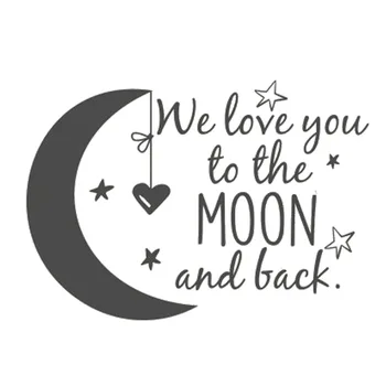 Vi Elsker Dig Til Månen Og Tilbage Wall Stickers til Børneværelset Citater Månen og Stjernerne vægoverføringsbillede Til Børn Værelser Soveværelser ov355