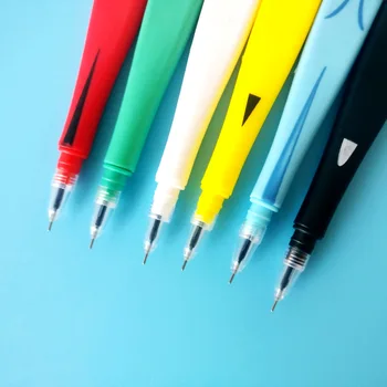 6stk/set tegnefilm neutral gel pen sort refill nål, pen for studerende søde 0,5 mm gel pen skolens kontor forsyning kreative papirvarer