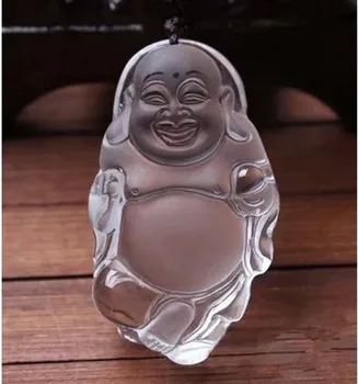 Naturlig Ren kvarts Hvid krystal udskæring Buddha alle de bedste Værge Halskæde Mode Smykker vedhæng Amulet Knude Heldig