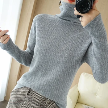 Forår og Efterår Nye Kvinders Turtleneck Sweater Strikket Uld Pullover Løs i Stor Størrelse Pullover Women ' s Cashmere Sweater