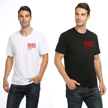 Dsq sommer stil dsq2 logo, bomuld, til Mænd og Kvinder sort T-shirt afslappet O-Neck T-shirt kort ærme t-shirts T-shirt til mænd