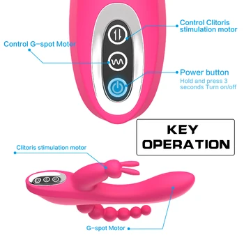 3-i-én funktion 7 hastighed Rabbit Vibrator G-punkt Dildo Anal sex legetøj Klitoris Stimulator sexlegetøj til Kvinde for par sex shop