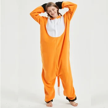 Fox Kigurumi Pyjamas Fleece Onesies For Voksne Dyr Tegnefilm Orange One-piece Pijamas Kvinder Mænd Halloween Passer Festival Outfit