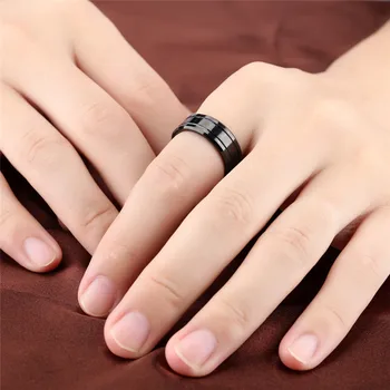 Modyle Fashion Sort Tungsten Ring For Mænd Wolfram Vielsesring Smykker Mode Mænds Store Ring