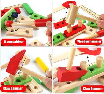 Træ-Simulering Vedligeholdelse Værktøjskasse Børnene Lege, Spille Legetøj Baby Spil Puslespil Toy Sæt Gave Til Børn Møtrik Demontering Legetøj