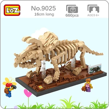 LOZ 9025 Jurassic Periode, Dinosaur, Triceratops Skelet 3D DIY Mini Diamant Blokke, Mursten Bygning Legetøj for Børn, ingen Box