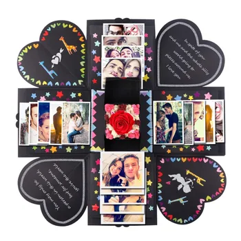 OurWarm DIY Overraskelse Kærlighed Eksplosion Box Foto Album til Valentinsdag Bryllup Max Birthday Suprise Gave 15x15x15cm