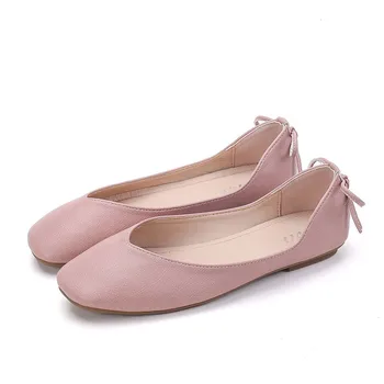 TIMETANGLarge størrelse 35-43 kvinder flade sko uden blonder Candy farve blød behagelig kvinde båd sko sort pink ladies ballerinaer