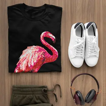Pink Flamingo T-Shirt Med Trykt Tropiske Flamingo Fugl T-Shirt 5xl kortærmet t-Shirt Trykt Tshirt