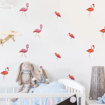 Flamingo Wall stickers til børn værelser med Pigerne værelse soveværelse vægoverføringsbilleder Vinyl Aftagelig Vandtæt Moderne boligindretning